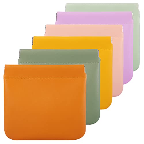 6Pcs Small Makeup Bag for Purse Pouchic Lambskin Pocket Cosmetic Bag Squeeze Top Waterproof Travel Makeup Bag No Zipper Portable Mini Makeup Pouch Self-Closing Colorful Pouch for Women Girls