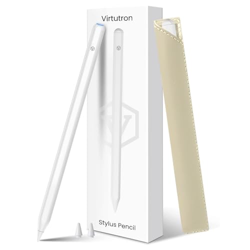 Image of Virtutron 2nd Gen Magnetic Wireless Charging Stylus Pen for iPad | Palm Rejection Digital Pencil | Compatible with iPad Pro 12.9 Inch 6 /5 /4 /3Gen | 11 Inch 1 /2 /3 /4Gen, iPad Air 4 /5, iPad Mini 6 (White)