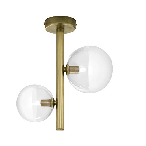 Preisvergleich Produktbild Molecola Glas Deckenleuchte messing / Handgefertigt in Italien / Deckenlampe Modern Jugendstil Dimmbar / Lampe G9