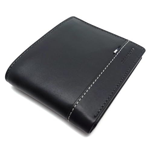 C CASANOVA Cartera para Hombre Americana con Monedero de Cuero, Piel Ubrique, Billetero Tarjetero Horizontal, Hecho a Mano, Proteccion RFID, 14295 Negro