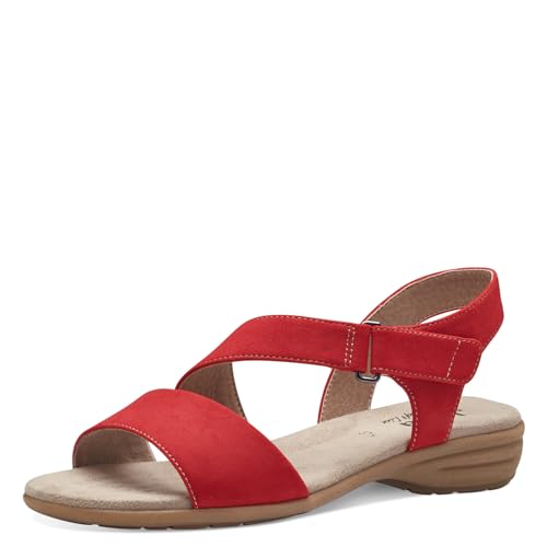 Jana Damen Sandalen flach mit Klettverschluss Vegan, Rot (Fire), 37 EU