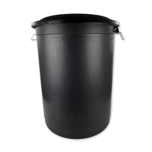 Cubo de basura con tapadera. Capacidad 100 Litros. Especial exterior (Negro)