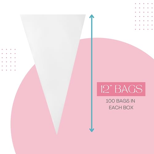 Cookie Cutter Kingdom Disposable Piping Bags – 100 Count, 12 Inch Tipless Pastry Bags | Large Frosting & Decorating Bags for Cookies, Cupcakes, Cakes & Royal Icing