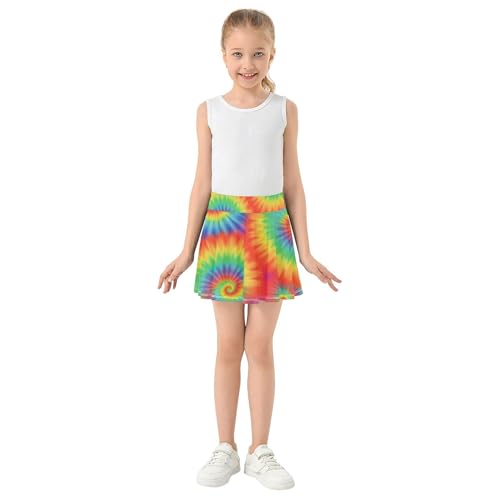 Children Girls' Shorts Athletic Skorts Skirts with Shorts Butterfly Skirt Vibrant Rainbow Spiral Tie Dye 4t3