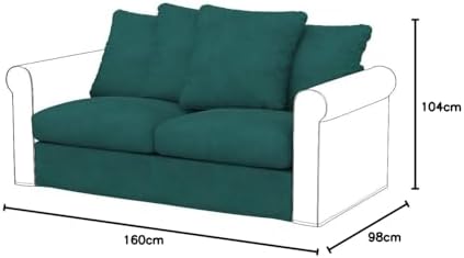 Soferia Replacement Compatible Cover for Gronlid 2-Seat Sofa-Bed Section, fabric Majestic Velvet Aquamarine