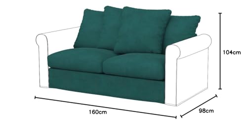 Soferia Replacement Compatible Cover for Gronlid 2-Seat Sofa-Bed Section, fabric Majestic Velvet Aquamarine
