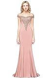 MisShow Women's Off-Shoulder Gold Prom Dress Long Formal Wedding Guest Dresses for Women,Dusty Rose,2