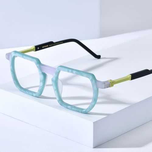 Image of HEPIDEM Matte Multicolor Acetate Glasses Frame Men Vintage Square Eyeglasses Optical Spectacles 9289