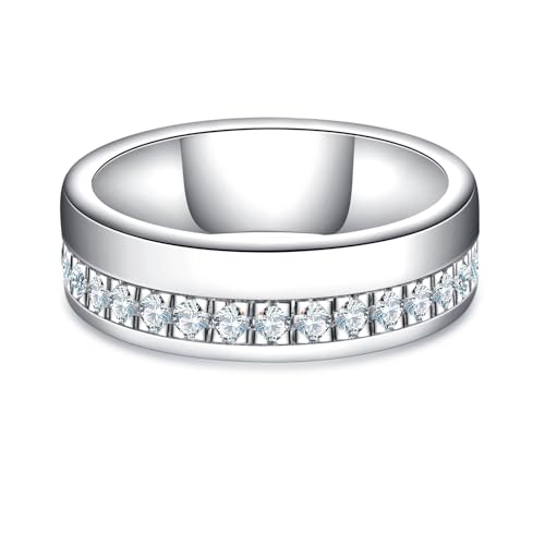 AnuClub Moissanite Wedding Band Half Eternity Rings D Color VVS1