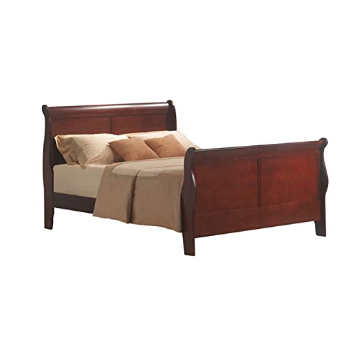 Simple Relax Wooden Sleigh Bed, California King, Cherry #TOP11