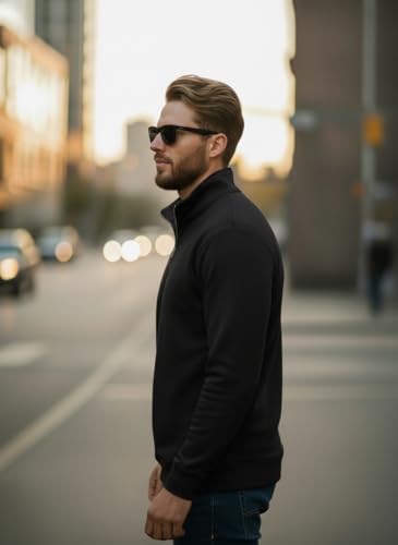 Image of Mack Jonney Men's Fleece Half-Zip High Neck Sweatshirt | Warm & Stylish Winter Wear -JM4380