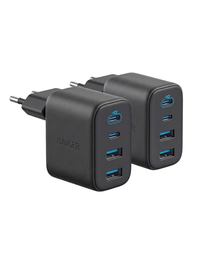 Anker Caricatore USB C 50W,  Adattatore a 4 Porte con Potenza, con 2 USB C e  2 USB A, Design Compatto e Stabile, per iPhone 17 Pro Max/Serie 16-12, MacBook, iPad, Pixel, Galaxy  (Cavo excluso)