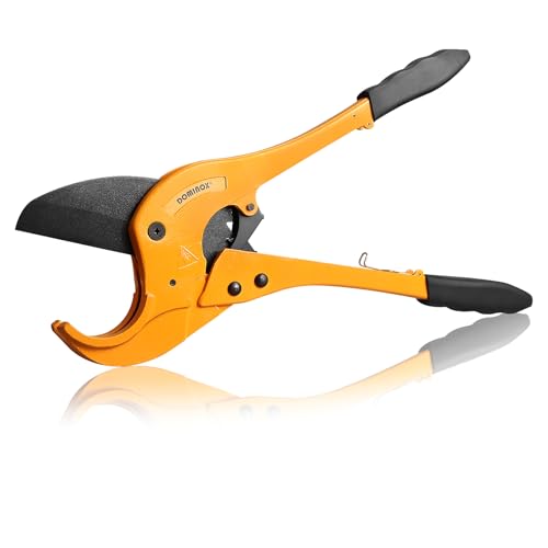 Image of PVC Pipe Cutter - Cuts Up to 2-7 /8 inch, Ratchet Type PVC Cutter SK5 Blade and Aluminum Alloy Body, One-hand Rapid Cutting Tool for PEX, PVC, and PPR Pipe
