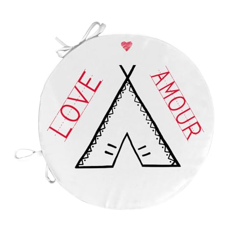Fabulous Coussin de Chaise Rond Tipi Phases de la Lune Dessin - 40cm - Galette de Chaise