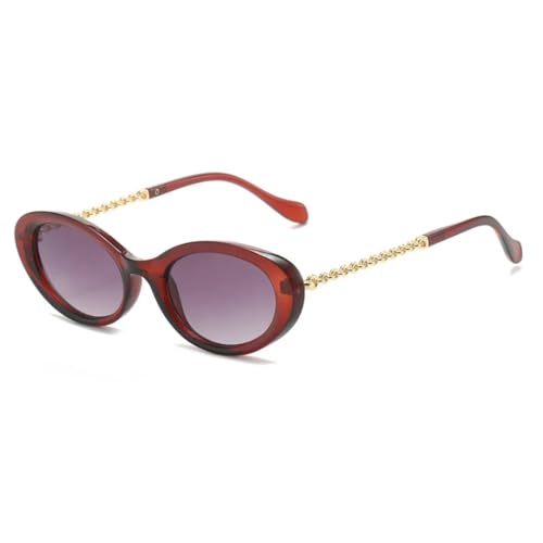 Lunettes de soleil ovales d'exception œil de chat avec chaîne métallique et verres UV400