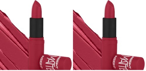 Image of INSIGHT Matte Lipstick | Soft Matte Finish | Highly Pigmented Formula | Ultra Creamy | Intense Color Payoff | Fade-Proof Lipstick |PINK PLUSH-4.2g (Pack of 2)