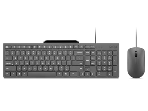 Lenovo 310 USB-A Wired Keyboard Mouse Combo, Quiet Keys...
