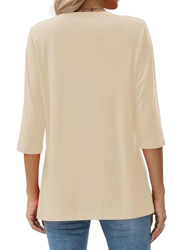 Image of JomeDesign Womens Tops 3 /4 Sleeve Shirts Round Neck Loose Casual Blouses