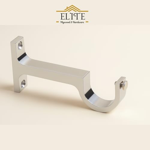 Image of Elite Aluminum Curtain Rod Brackets - Heavy-Duty Wall Mount Clamps for Curtain Rod Support for Door and Window Curtain Rods with Screw and Wall Plug - Pack of 2PCS (Silver)