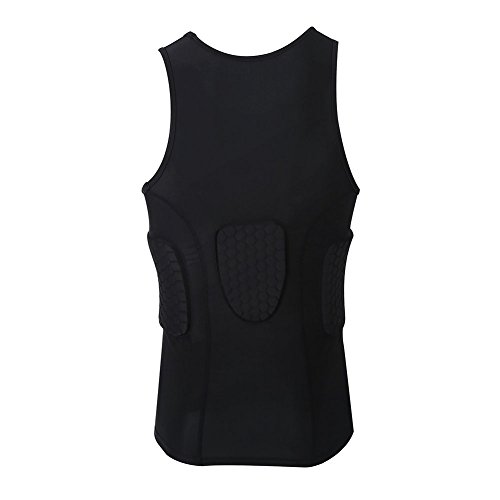 Men’s Padded Football Shirt Rib Protectors Anti Shock Silicone Padded Vest Shorts Pant Sports Protection Accessory Basketball Protective Gear Rugby Tank Top(vest)