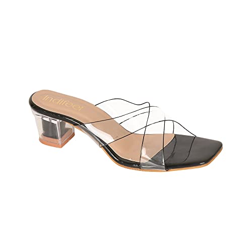 Image of Indifeet Transparent High Block Heel Sandals for Women