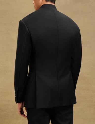 Men's Stand Collar 2 Piece Blazer Pant Set Slim Fit Formal Traditional Uniform Suits3