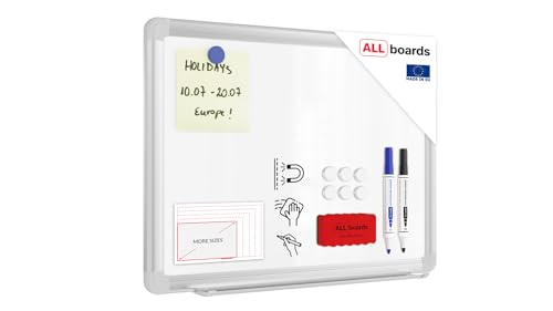 ALLboards Lavagna bianca magnetica con cornice in alluminio EXPO 40 x 30 cm scrivibile e cancellabile a secco da parete
