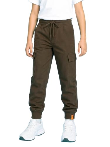 Image of KiddoPanti Boys Cotton Joggers | 100% Cotton Single Jersey | 2 Side Cargo Pockets with Flap | Elasticated Waist Band with Functional Drawcord | Soft & Breathable Track Pants