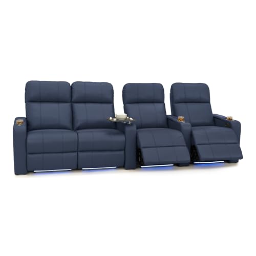 Image of Seatcraft Monterey Home Theater Seating Navy Blue Row of 4 Left Loveseat