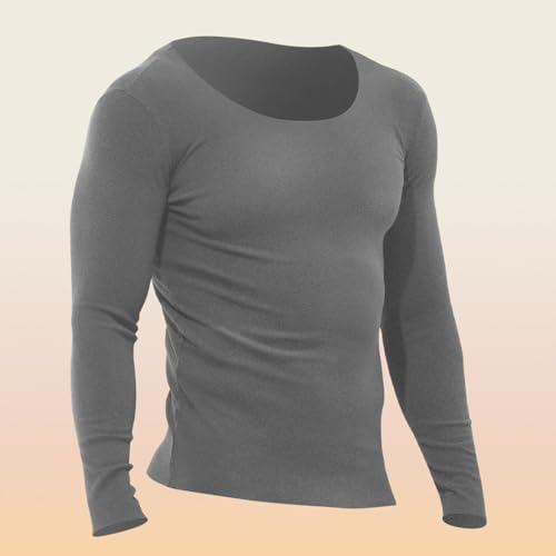 Ouruikia Men's Thermal Underwear Tops Fleece Lined Thermal Shirts Undershirt Crew Top Base Layer Shirt3