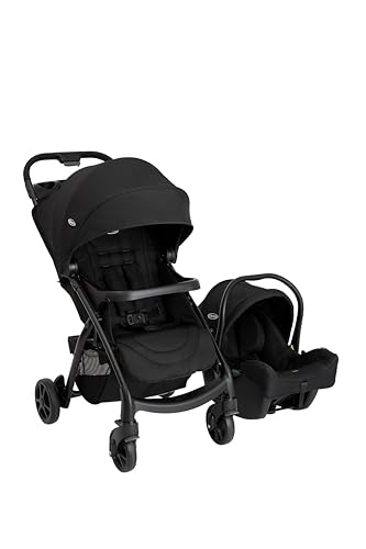 Graco Tavira Travel System - Suitable from Birth to Approx. 4 Years (0-22kg). One-Hand Folding, Compact Pushchair, Includes i-Size car seat, Midnight Fashion