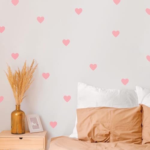 Removable Wall Decals for Kids Room – Peel and Stick Wall Stickers for Girls & Boys Bedroom, Playroom & Nursery – Easy to Apply Wall Decor - Pink Hearts