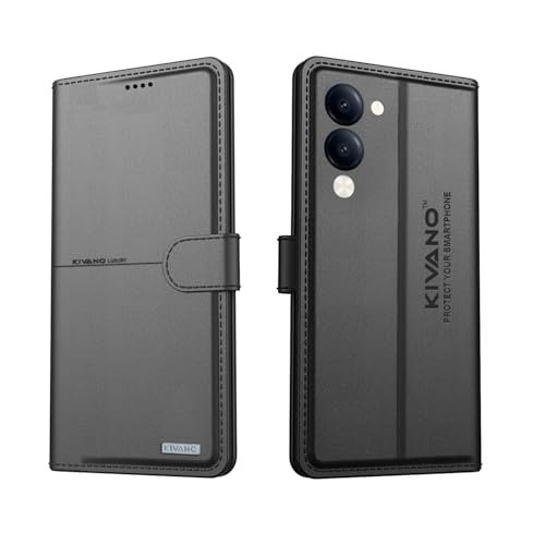 Image of Compatible with Vivo T4 Lite 5G / iQOO Z10 Lite 5G / Vivo Y19 5G / Vivo Y19e Flip Cover | Leather Finish | Inside Pockets & Inbuilt Stand | Shockproof Wallet Style Magnetic Closure Back Cover