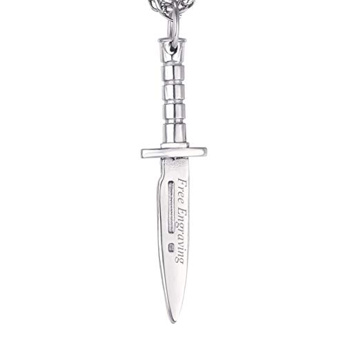 U7 Dagger Pendant Custom Engraved Stainless Steel Cool Punk Rock Knife Necklace for Men