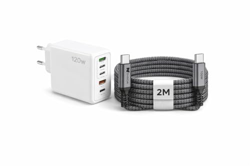 Chargeur USB-C 120W idéal pour charger smartphone et tablette ensemble au bureau