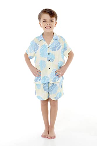 Image of Boys' Aloha Shirt Cabana Set in Signature Prints | Button Front Shirt; Soft Rayon Fabric; Signature Tropical Prints; Lightweight Comfort; Vacation Ready