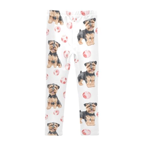 Cute Colored Dog Girls Leggings,Workout Leggings for Girls Toddler Athletic Leggings Size for 3-10T2