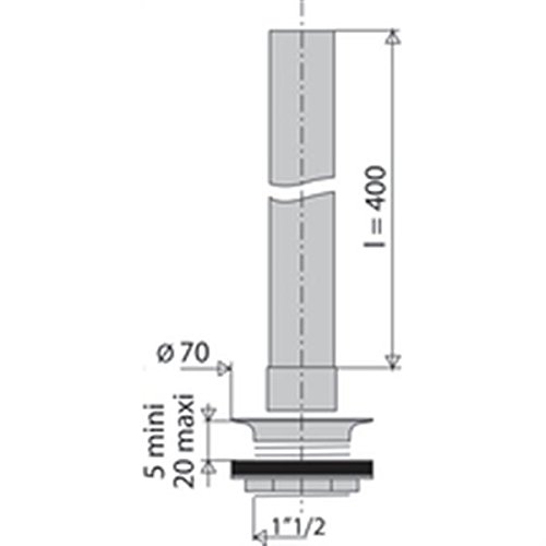 Bonde évier laiton surverse 400mm 36030000000