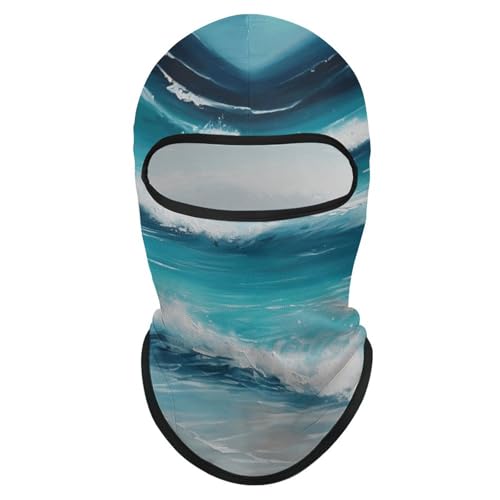 Balaclava para Hombre, Mascarilla para Esquí, Turquesa, Original Seascape, Cubrebocas de Invierno para Ciclismo miniatura 1