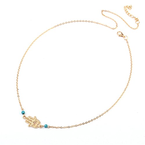 Miniatura 4 de DoubleNine Boho Hand of Hasma Fatima - Collar de cadena de cabeza turquesa para novia, boda, diadema, accesorios para el cabello, pieza de pelo de