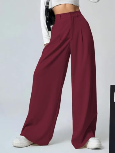 Image of GRECIILOOKS Trousers for Woman | Womens High Rise High Waist Flared Korean Style | Formal Pant for Women Office Wear| Track Pants for Womans Elegant for College & Events (Available in Plus Size)