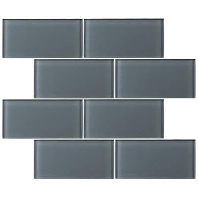 TCSAG-01 3x6 Grey Glass Subway Tile -Kitchen and Bath Backsplash Wall Tile (1sqt)