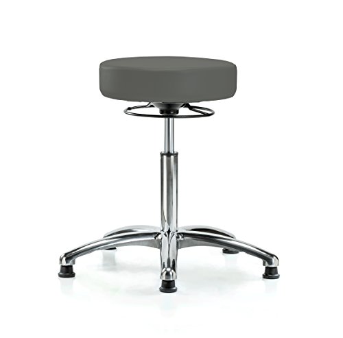Image of Perch Chrome Medical Stool, 360 Ring, Glides, 20.5 inch-28 inch, Charcoal Vinyl