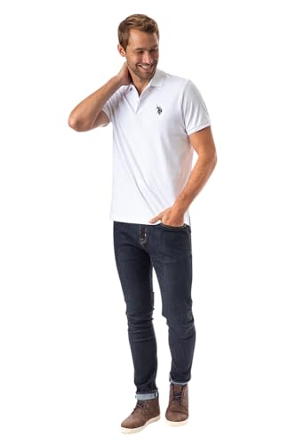Chemise solide Interlock U.S. Polo Assn. pour homme blanche taille L