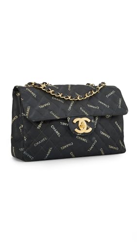 CHANEL Women's Pre-Loved Black Canvas Half Flap Maxi Bag