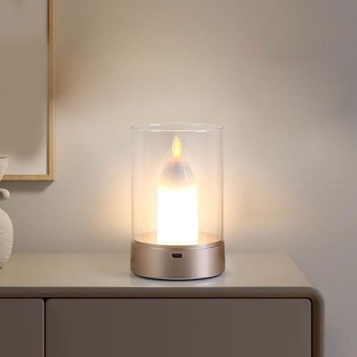 Vela LED de vidrio recargable con sensor de movimiento AUNMAS y luz cálida regulable 2