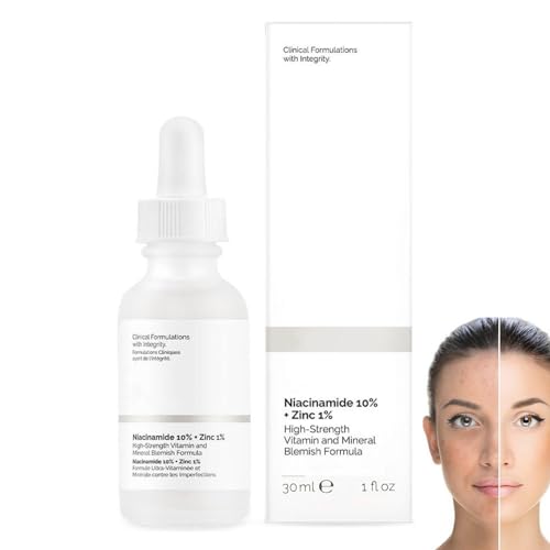 Face Moisturiser, 10% Niacinamide Serum+ 1% Zinc Serum, High-Strength Vitamin to Control Excess Oil and Redness, Tackles Blemishes, Minimises Pore, Brightening Serum for Blemish-Prone, Dull Skin(30ml)
