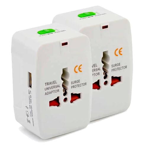 Kit 2 Adaptadores de Tomada Universal de Viagem Internacional Americano Europa Asia Compatível com m