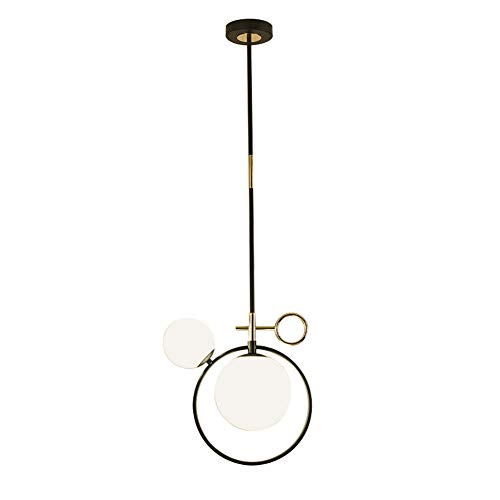 Chandelier moderne à 2 globes en verre dépoli et structure titane pour l'éclairage du salon