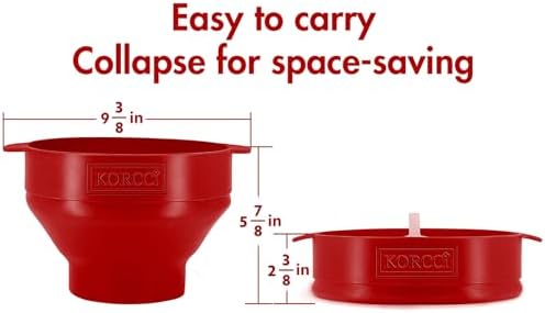 The Original Korcci Microwaveable Silicone Popcorn Popper, Microwave Popcorn Popper, Collapsible Microwave Popcorn Maker Bowl, No Oil Needed, Use In Microwave, Dishwasher Safe (Cherry) - 3